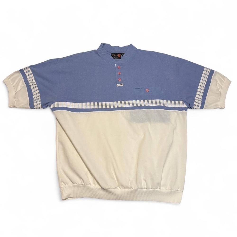 VTG XL Colorblock Polo Shirt Striped 90s Retro Oversized Grandpa Aesthetic